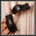 2012 new designed pattern black goat Leather Gloves